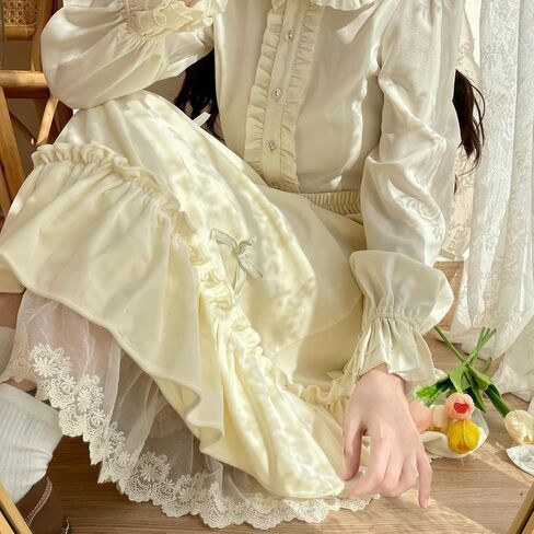 Women's Cute High Waist Maxi Skirt - Renaissance, Ruffle, Flowing Long Victorian Skirt in Saudi Arabia