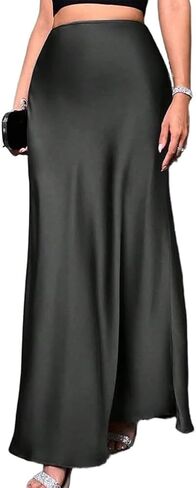 Long Satin Skirts for Women High Waisted A-Line Casual Elegant Flared Flowy Silk Maxi Skirt in Saudi Arabia