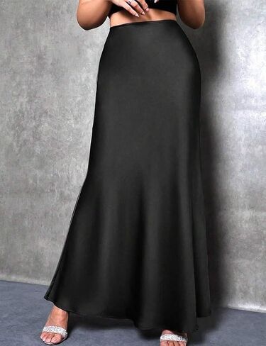 Long Satin Skirts for Women High Waisted A-Line Casual Elegant Flared Flowy Silk Maxi Skirt in Saudi Arabia