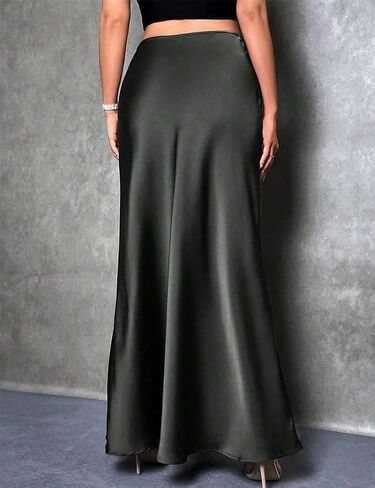 Long Satin Skirts for Women High Waisted A-Line Casual Elegant Flared Flowy Silk Maxi Skirt in Saudi Arabia