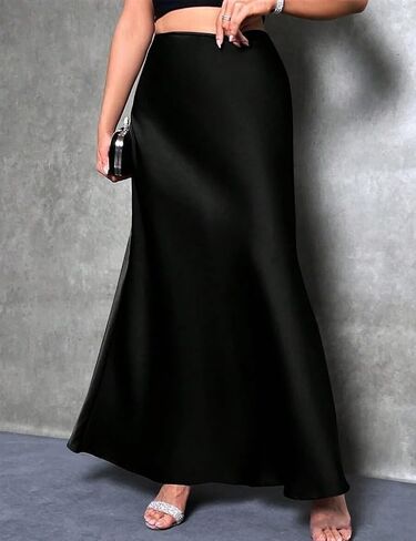 Long Satin Skirts for Women High Waisted A-Line Casual Elegant Flared Flowy Silk Maxi Skirt in Saudi Arabia