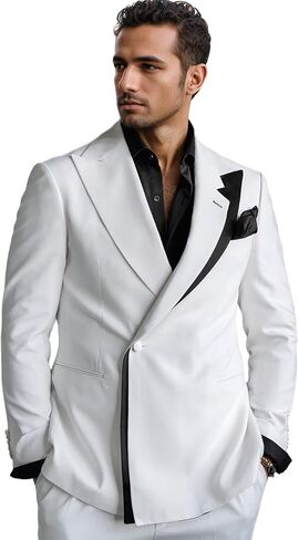 Men's Blazer Black with Red Accents Slim Fit Peaked Lapel Single Breasted One Button in Saudi Arabia