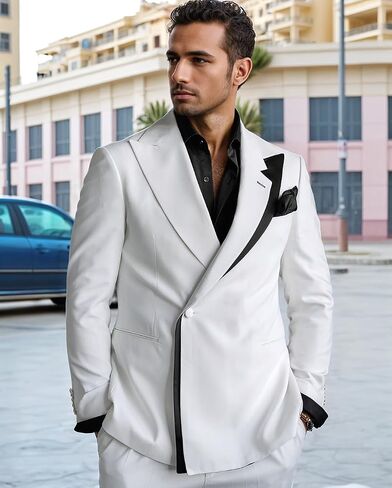 Men's Blazer Black with Red Accents Slim Fit Peaked Lapel Single Breasted One Button in Saudi Arabia