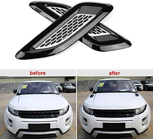 Air Vent Wing Trim,1 Pair Exterior Hood Air Vent Outlet Wing Trim Fit for Land Rover Range Rover Evoque 2012-2018 for Air Flow Intake, Cars and Trucks Vent Accessories(2 Pcs (full black)) in Saudi Arabia
