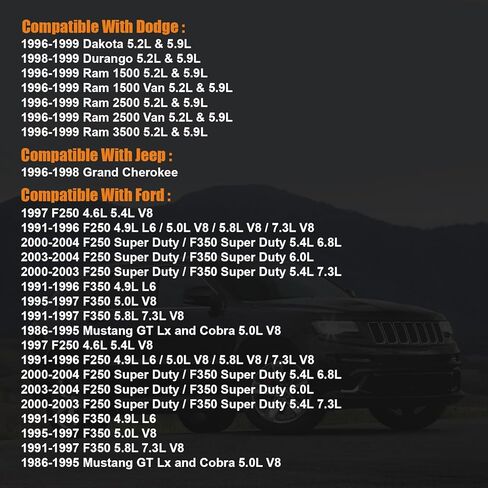 1985-2006 Fuel Injector Compatible for Dodge Dakota Durango Ram, Jeep Grand Cherokee, Ford F250 F350 Excursion, Chevy Corvette Camaro, Pontiac Firebird GTO TransAm, 5.2L 5.9L, Replace 0280155715 in Kuwait