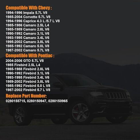 1985-2006 Fuel Injector Compatible for Dodge Dakota Durango Ram, Jeep Grand Cherokee, Ford F250 F350 Excursion, Chevy Corvette Camaro, Pontiac Firebird GTO TransAm, 5.2L 5.9L, Replace 0280155715 in Kuwait