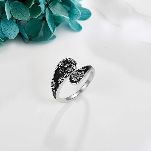 MONGAS Turquoise Rings Sterling Silver Turquoise Spoon Ring Turquoise Jewelry for women in Saudi Arabia