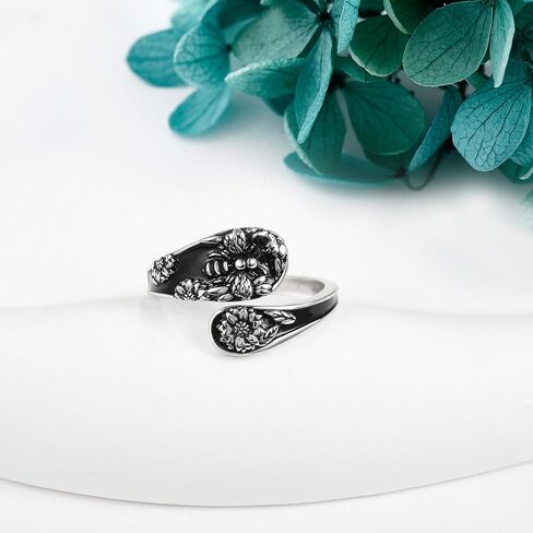 MONGAS Turquoise Rings Sterling Silver Turquoise Spoon Ring Turquoise Jewelry for women in Saudi Arabia