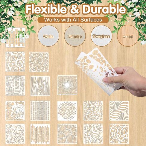 16Pcs Layering Stencils for Painting, 6"x6" Stencils for Crafts, Mixed Texture Painting Stencils for Burlap Art Painting on Wood Wall Canvas Brick Layered Pattern Paint Art Stencils in Saudi Arabia
