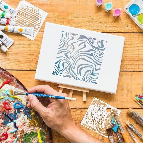 16Pcs Layering Stencils for Painting, 6"x6" Stencils for Crafts, Mixed Texture Painting Stencils for Burlap Art Painting on Wood Wall Canvas Brick Layered Pattern Paint Art Stencils in Saudi Arabia