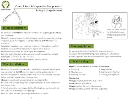 AUTOSAVER88 -Front Lower Control Arm w/Ball Joint Compatible with Sienna 2011-2019 in Kuwait