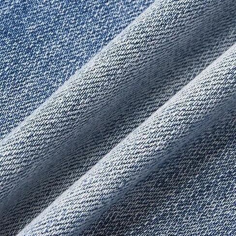 Women's Mid Waist Boyfriend Jeans Medium High Stretch Light Blue Leg Cuffs Multicolor Stripe Embroidery Seven Points Jeans in Saudi Arabia