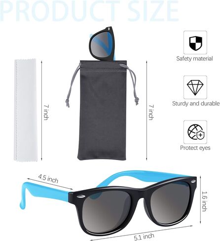 URATOT 2 Pack Flexible Kids Polarized Sunglasses for Children Age 4-12 Years Old UV400 Polarized Eyewear in Saudi Arabia