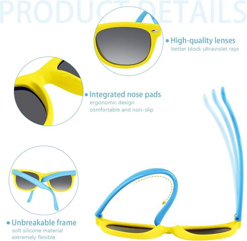 URATOT 2 Pack Flexible Kids Polarized Sunglasses for Children Age 4-12 Years Old UV400 Polarized Eyewear in Saudi Arabia