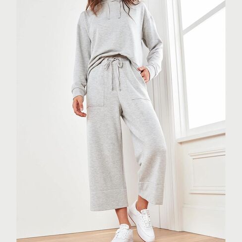 Duyang 2 قطعة مجموعات Sweatsuit مجموعات صالة للنساء الأكمام طويلة هوديي قميص عريض الساق على نطاق in Kuwait