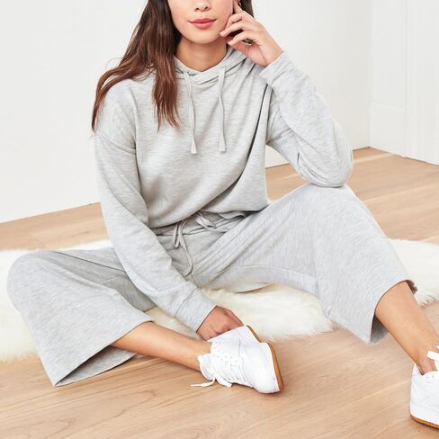 Duyang 2 قطعة مجموعات Sweatsuit مجموعات صالة للنساء الأكمام طويلة هوديي قميص عريض الساق على نطاق in Kuwait