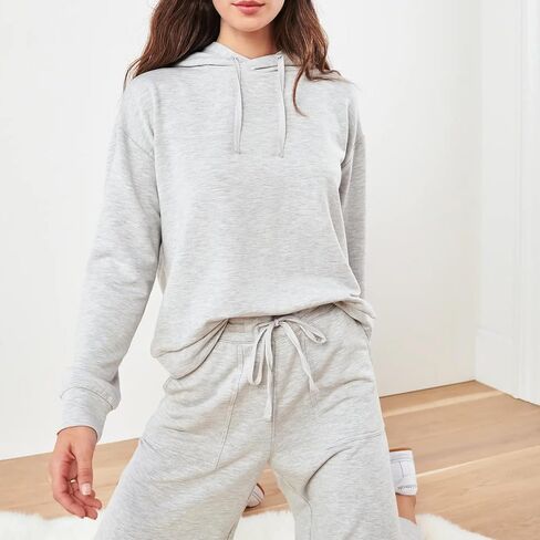 Duyang 2 قطعة مجموعات Sweatsuit مجموعات صالة للنساء الأكمام طويلة هوديي قميص عريض الساق على نطاق in Kuwait
