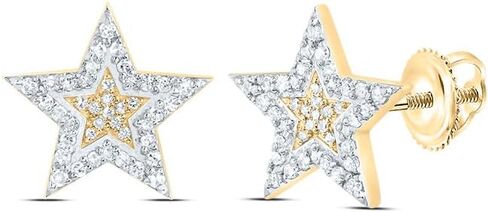 10K الذهب الأصفر 1/3 CTW Diamond Star Mens أقراط in Saudi Arabia
