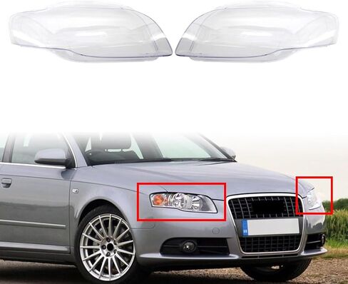 Cnnono8 Clear Headlight Headlamp Lens Cover Shell Left & Right Side Lampshade Replacement for Audi A4 B7 S4 2005 2006 2007 2008 in Saudi Arabia