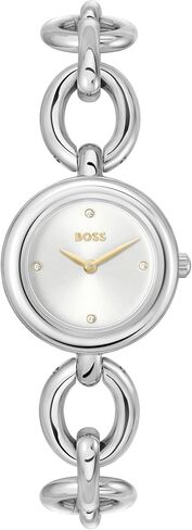WOTTE WATCH WOWES BOSS - حالة من الفولاذ المقاوم للصدأ ، والتصميم الأنيق ثنائي اليدين ، وسوار مصقول ، وحركة الكوارتز ، والأناقة الخالدة لكل مناسبة - هدية لها in Saudi Arabia