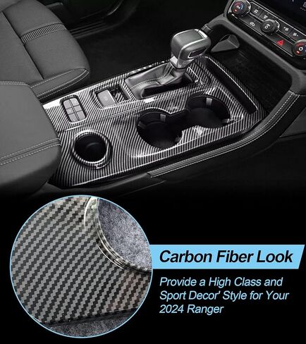 Central Control Gear Shift Panel Trim Cover Compatible with 2024 2025 Ford Ranger Raptor, ABS Carbon Fiber Look Console Gear Shifter Bezel Shift Box Sticker Decorative Cover in Kuwait