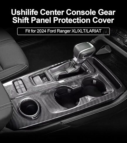 Central Control Gear Shift Panel Trim Cover Compatible with 2024 2025 Ford Ranger Raptor, ABS Carbon Fiber Look Console Gear Shifter Bezel Shift Box Sticker Decorative Cover in Kuwait