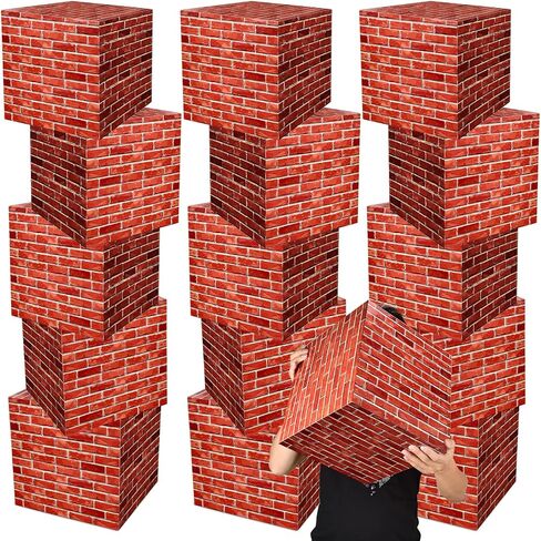 Mototo 4 Pieces 11.8 Inch Video Game Brick Boxes Red Brick Box Brick Party Favor Box Brick Boxes Cardboard for Brick Comic Theme Party Video Game Party Favor Christmas Decorations (4 PCS) in Kuwait