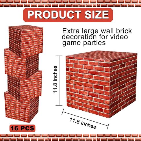 Mototo 4 Pieces 11.8 Inch Video Game Brick Boxes Red Brick Box Brick Party Favor Box Brick Boxes Cardboard for Brick Comic Theme Party Video Game Party Favor Christmas Decorations (4 PCS) in Kuwait
