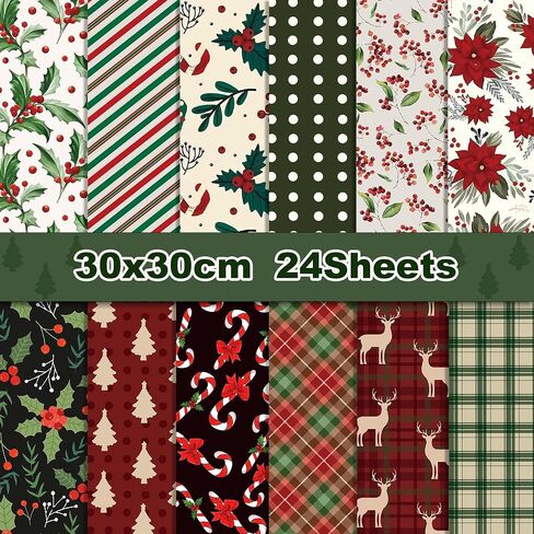 JOINFANXIN 24 Pcs Christmas Scrapbook Paper, Forest Fawn Background Double Sided Craft Decorative Paper for DIY Art Craft Card Making Scrapbook Album Decoration in Saudi Arabia