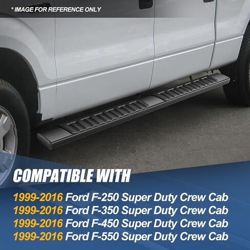 Auto Dynasty Running Boards Compatible with 1999-2016 Ford F250 F350 F450 F550 Super Duty SuperCrew Cab, Stainless Steel Side Step Rail Nerf Bars, 6" Step Bars, Black in Saudi Arabia