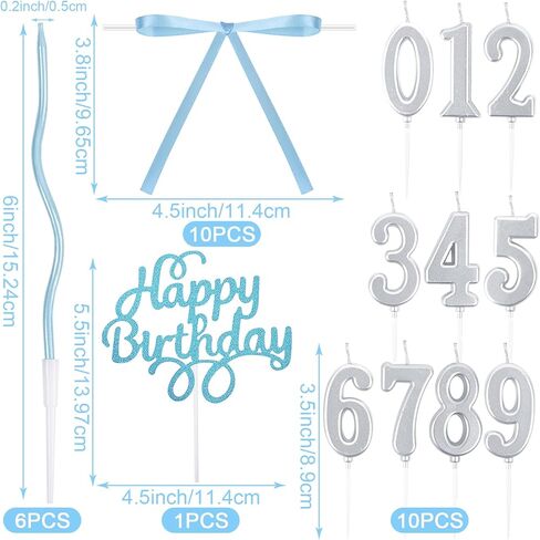 27PCS Bow Cake Toppers with Happy Birthday Sign 0-9 Numbers Spiral Long Thin Bowknot Ribbons Cake Decorations for Coquette Themed Birthday Bridal Wedding(Black) in Kuwait