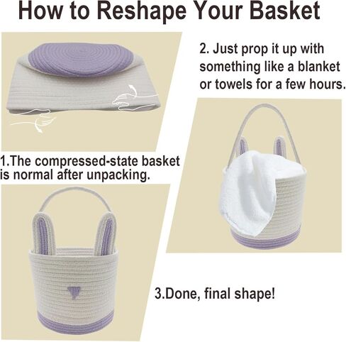 2 Pack Large Empty Woven Easter Baskets for Kids - Boy & Girl Options, Cute Bunny Designs (Blue+Yellow) in Kuwait