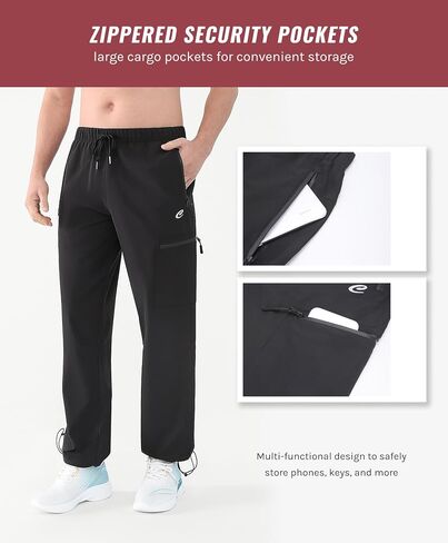 Men's Quick-Dry Hiking Cargo Pants, Lightweight Water-Resistant, Elastic Waist with Zipper Pockets in Saudi Arabia