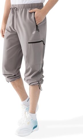 Men's Quick-Dry Hiking Cargo Pants, Lightweight Water-Resistant, Elastic Waist with Zipper Pockets in Saudi Arabia