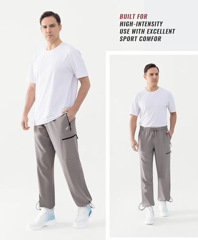 Men's Quick-Dry Hiking Cargo Pants, Lightweight Water-Resistant, Elastic Waist with Zipper Pockets in Saudi Arabia