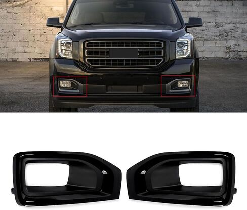 Fog Light Gloss Black Trim Cover Compatible with GMC Yukon/Yukon XL 2015-2020 Driver and Passenger Side Replace for 22936426,22936427 in Saudi Arabia