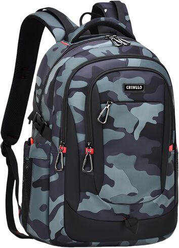 Camo School Backpack for Boys, Camouflage Bookbags Boys Backpack for Elementary Middle Junior High School Bag Kids, C-Camo Blue in Kuwait