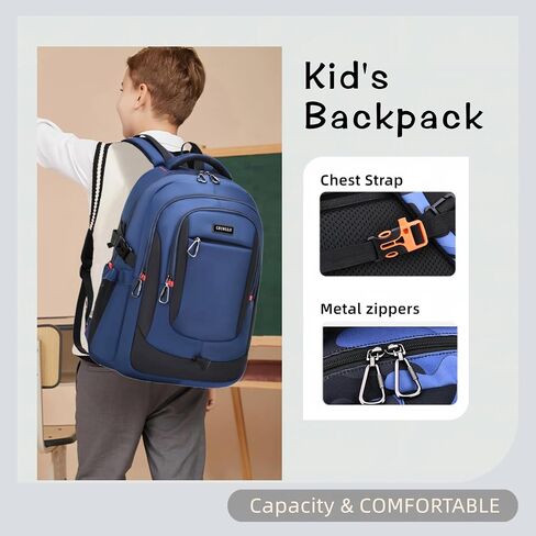 Camo School Backpack for Boys, Camouflage Bookbags Boys Backpack for Elementary Middle Junior High School Bag Kids, C-Camo Blue in Kuwait