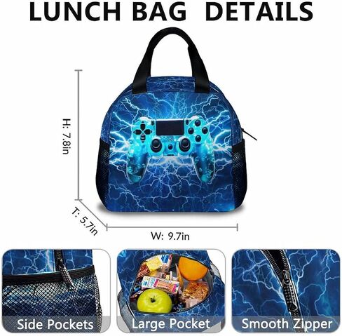 Backpack for Kids Boys Teens, Gamer Schoolbag Set with Lunch Bag Pencil Case for Kindergarten Elementary Primary Middle College, 17 Inch Lightweight Gaming Bookbag in Saudi Arabia
