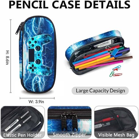 Backpack for Kids Boys Teens, Gamer Schoolbag Set with Lunch Bag Pencil Case for Kindergarten Elementary Primary Middle College, 17 Inch Lightweight Gaming Bookbag in Saudi Arabia