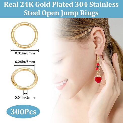 Beebeecraft 1 صندوق 400 قطعة 5 مم حلقات الانتقال المفتوحة 24K مطلية بالذهب الفولاذ المقاوم للصدأ حلقة واحدة إطارات دائرة صغيرة سلسلة مفاتيح حلقات موصل لسوار قلادة صنع المجوهرات in Saudi Arabia