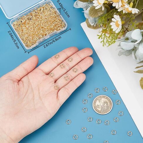 Beebeecraft 1 صندوق 400 قطعة 5 مم حلقات الانتقال المفتوحة 24K مطلية بالذهب الفولاذ المقاوم للصدأ حلقة واحدة إطارات دائرة صغيرة سلسلة مفاتيح حلقات موصل لسوار قلادة صنع المجوهرات in Saudi Arabia