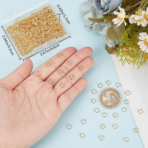 Beebeecraft 1 صندوق 400 قطعة 5 مم حلقات الانتقال المفتوحة 24K مطلية بالذهب الفولاذ المقاوم للصدأ حلقة واحدة إطارات دائرة صغيرة سلسلة مفاتيح حلقات موصل لسوار قلادة صنع المجوهرات in Saudi Arabia