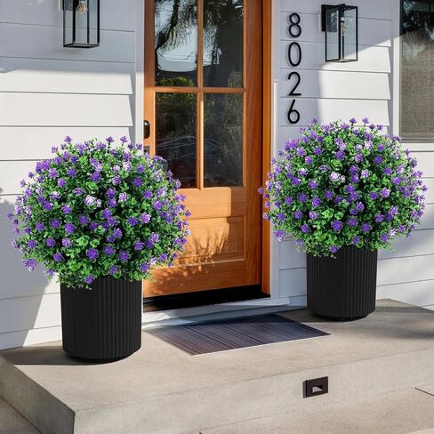 Artificial Red Rose Topiary Ball Tree 25" with Ground Spike, Set of 2 Artificial Boxwood Bushes for Faux Shrubs, Fake Evergreen Faux Plant for Indoor Outdoor Porch Garden -UV Resistant–Fade-Proof in Saudi Arabia