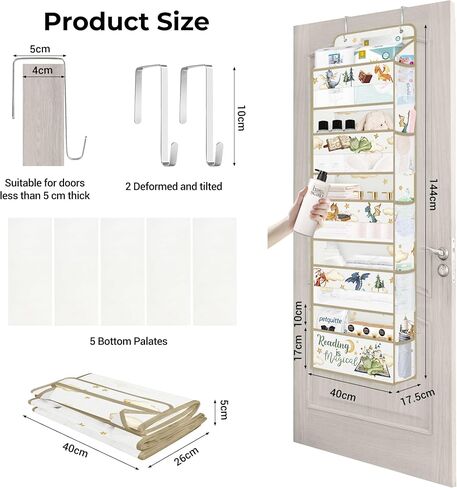 Clastyle Blue Dinosaur Kids Over the Door Organizer with 5 Large Pockets Nursery Hanging Storage Organizer Clothes Diaper Toy Claws Cave Closet Door Hanging Shelf Storage for Bedroom Bathroom Pantry in Saudi Arabia