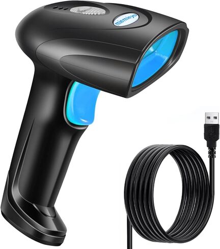 ماسح باركود سلكي محمول 1D - ماسح ضوئي محمول USB QR متين، فك تشفير سريع، واجهة متعددة، قارئ رمز شريطي بتصميم مريح للمكتبة الشخصية والفصول الدراسية باللون الأسود in Kuwait