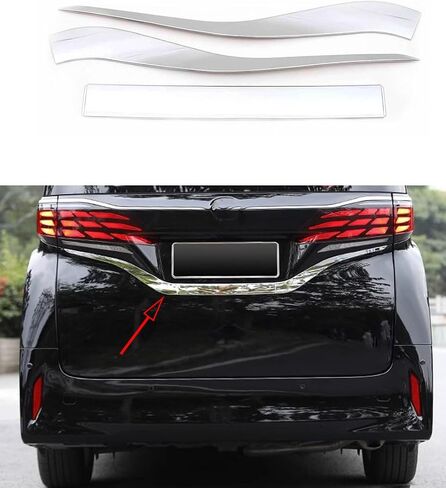 Car Accessories Fit for Toyota Alphard Vellfire 2023 2024 ABS Exterior Rear license plate lower strip Cover Trim 3PCS set(Chrome) in Saudi Arabia