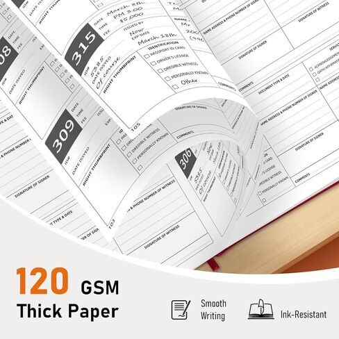 WEMATE Notary Journal Log Book with 480 Record Entries, 12″x8.5″ Hardcover Notary Book - 120gsm Thick Paper, Notary Supplies with 160 Numbered Pages, Large Capacity for Notarial Records (Black) in Kuwait