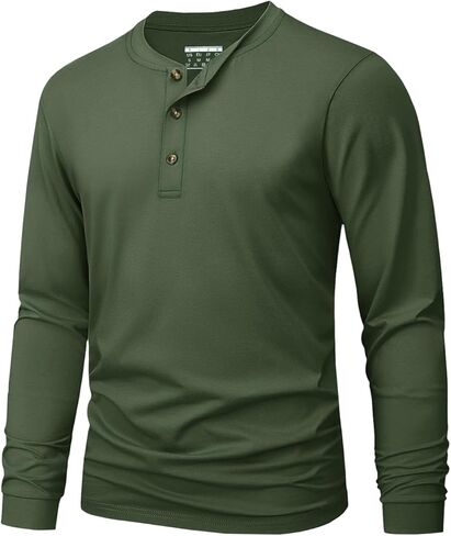MAGNIVIT Men's Long Sleeve Henley Shirts 3-Button Fall Casual Cotton T-Shirts Moisture Wicking Basic Tops in Kuwait