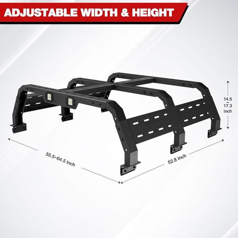 Truck Rack for Full-Size Trucks 17.3'' Bed Rack Without Bed Rails Overlanding Rack for 2002-2025 Dodge Ram 1500, 2014-2022 Chevy Silverado 1500, 2015-2025 Ford F-150, 2007-2013 Toyota Tundra in Saudi Arabia